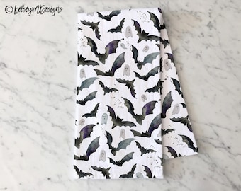 Halloween Bats Kitchen Towel, Fall Kitchen Decor, Fall Home, Dish Towel, Ghost Tea Towel, Fall Dishcloth, Halloween Kitchen Decor