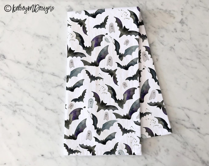 Halloween Bats Kitchen Towel, Fall Kitchen Decor, Fall Home, Dish Towel, Ghost Tea Towel, Fall Dishcloth, Halloween Kitchen Decor