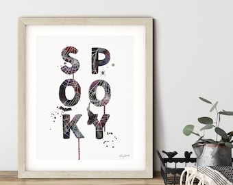 Halloween Spooky Wall Art, Halloween Decor, Fall Home Decor, Spider Web Art Print, Halloween Art Print, Halloween Creepy Home Decor