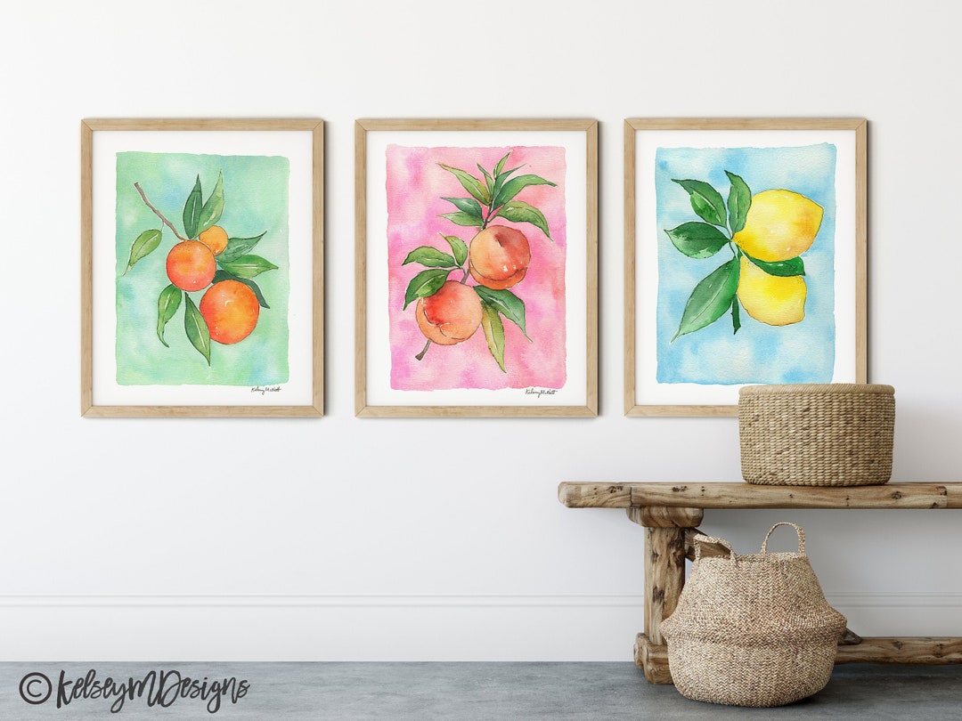 Kitchen Fruit Print Set Watercolor Painting Farmhouse Decor - Etsy