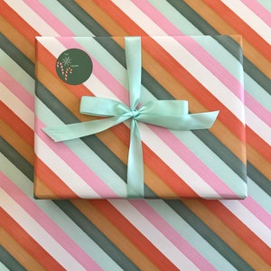 Set di 3 fogli di carta da regalo natalizia, strisce colorate per le feste, fogli per carta da regalo, carta da regalo per le feste, festa colorata, regalo divertente