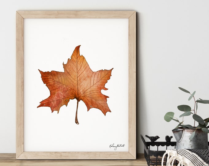 Maple Leaf Wall Art, Fall Art Print, Autumn Leaves, Watercolor Painting, Farmhouse Decor, Fall Leaves Fall Home Decor, Autumn Decor