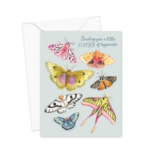 Carte de voeux papillon de nuit, carte de bonheur, carte insecte aquarelle, carte nature fantaisiste, carte d'encouragement ou de pensée pour vous