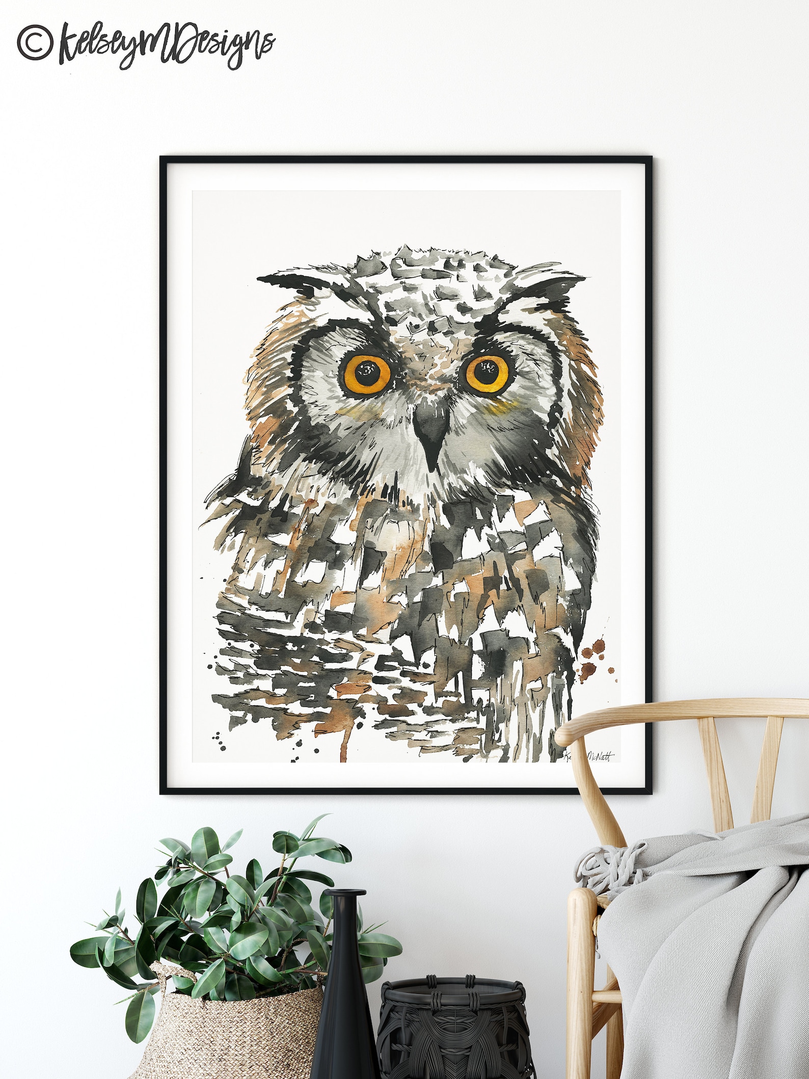 Great Horned Owl Print Owl Watercolor Painting Owl Wall - Etsy