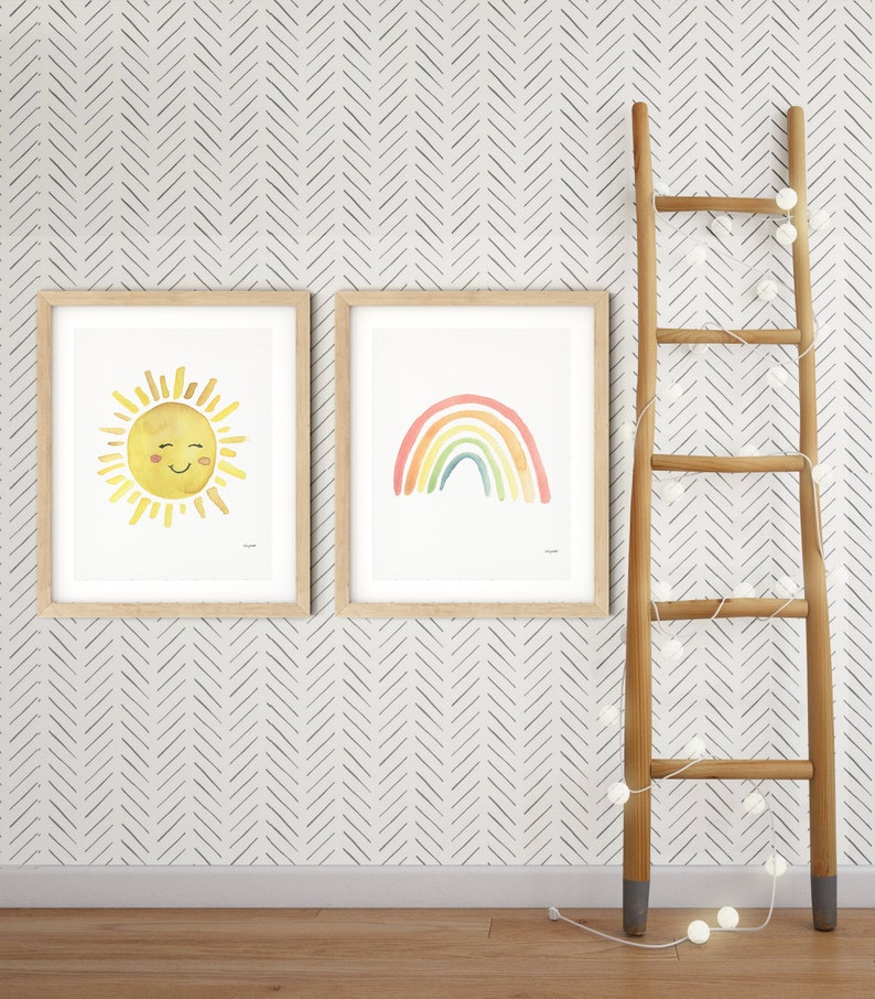 Set of 2 Sun Rainbow Prints Rainbow Print Set Girls Bedroom Etsy