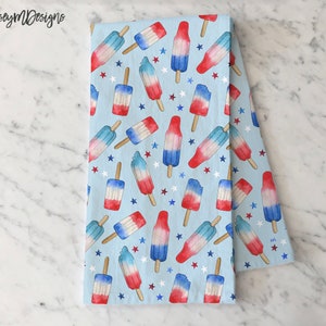 Rood wit blauw ijslolly theedoek, 4 juli theedoek, zomer keuken decor, patriottische handdoek, Fourth of July Home Decor, Memorial Day