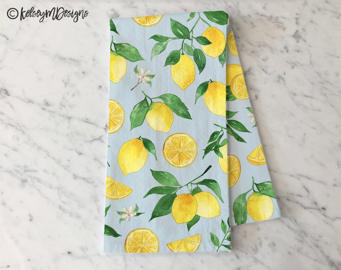 Lemons Tea Towel, Summer Kitchen Decor, Citrus Dish Towel, Summer Decor, Flour Sack Cotton Hand Towel, Housewarming Gift, Gifts for Her