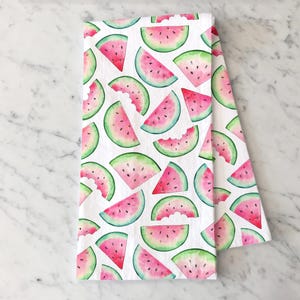 Watermeloenen theedoek, zomer keukendecor, aquarel fruit theedoek, zomerdecor, katoenen handdoek meelzak, cadeaus voor haar