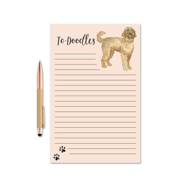 To-Doodle Notepad, Watercolor Notepad, Dog Notepad, Golden Doodle Notepad, Dog Lover Gift, Writing Pad, To Do list pad, Cute Desk Note