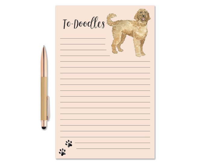 To-Doodle Notepad, Watercolor Notepad, Dog Notepad, Golden Doodle Notepad, Dog Lover Gift, Writing Pad, To Do list pad, Cute Desk Note