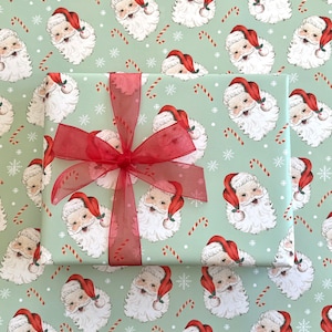 Christmas Wrapping Paper - Set of 3 Sheets, Retro Santa&#39;s Gift Wrap Sheets, Holiday Wrapping Paper, Colorful Holiday, Vintage Christmas