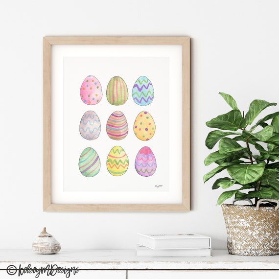 Easter Wall Art Pastel Spring Decor Easter Egg Art Print Etsy