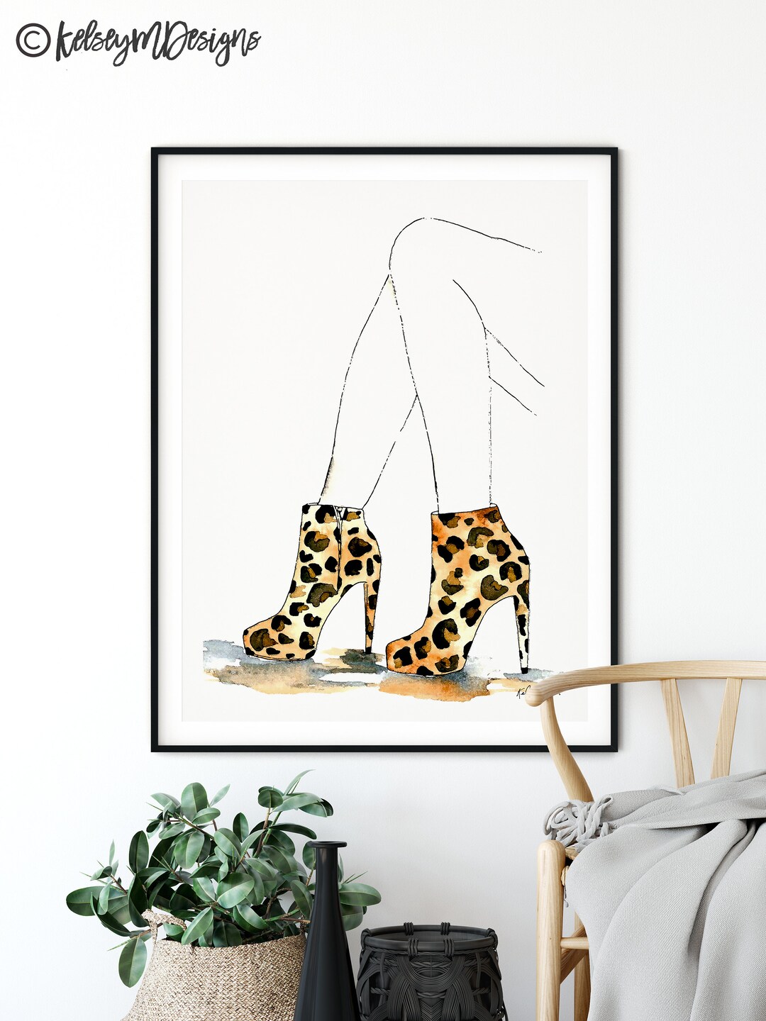 Leopard Booties Art Print Fashion Wall Art Fashion - Etsy