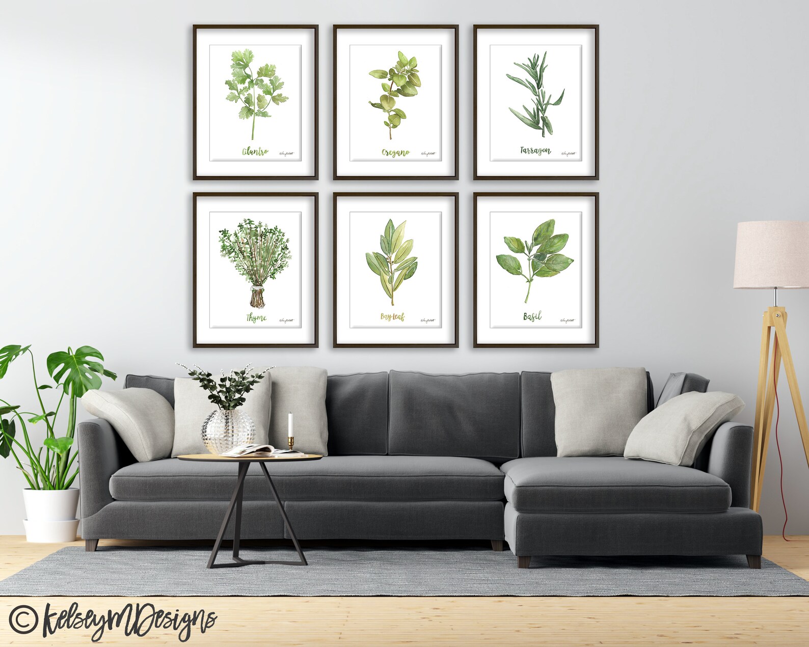 Set of 6 Herb Art Prints, Watercolor Painting, Herb Wall Art, Kitchen ...