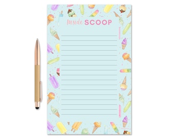 Inside Scoop Notepad, Watercolor Notepad, Ice Cream Notepad, Gift Idea, Writing Pad, To Do list pad, Cute Desk Note, Pun Notepad