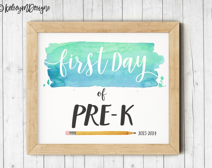 First Day of Pre-K Printable Sign, First Day of School Sign, Teacher Sign, Back To School Printable Photo Prop, INSTANT DOWNLOAD