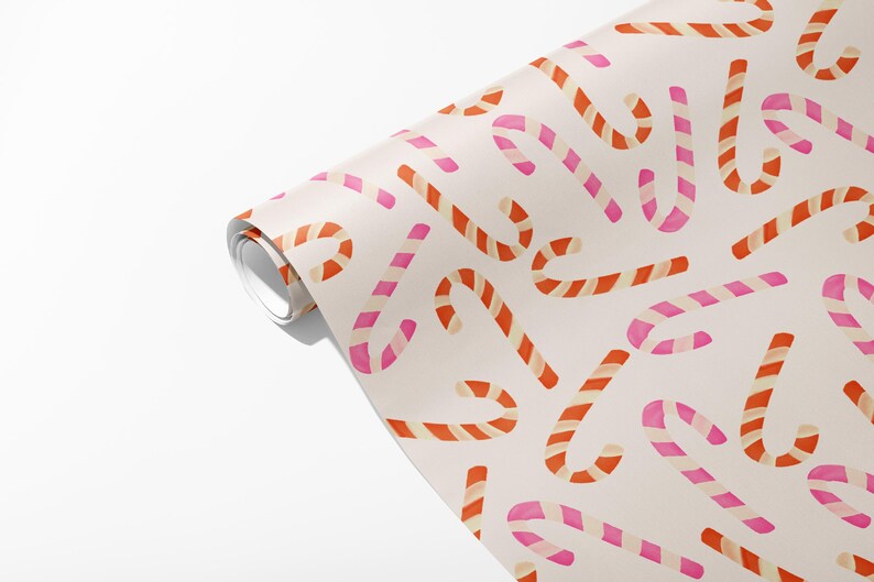 Christmas Wrapping Paper Set of 3 Sheets, Holiday Candy Canes Gift Wrap ...