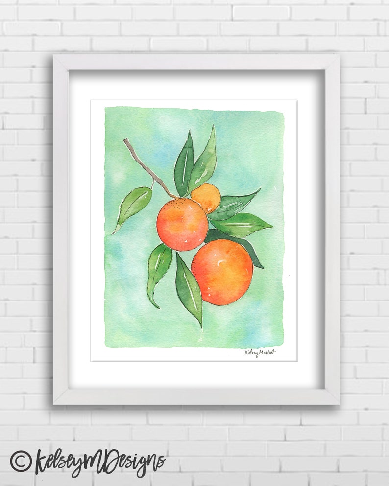 Oranges Wall Art Fruit Art Print Botanical Watercolor Etsy