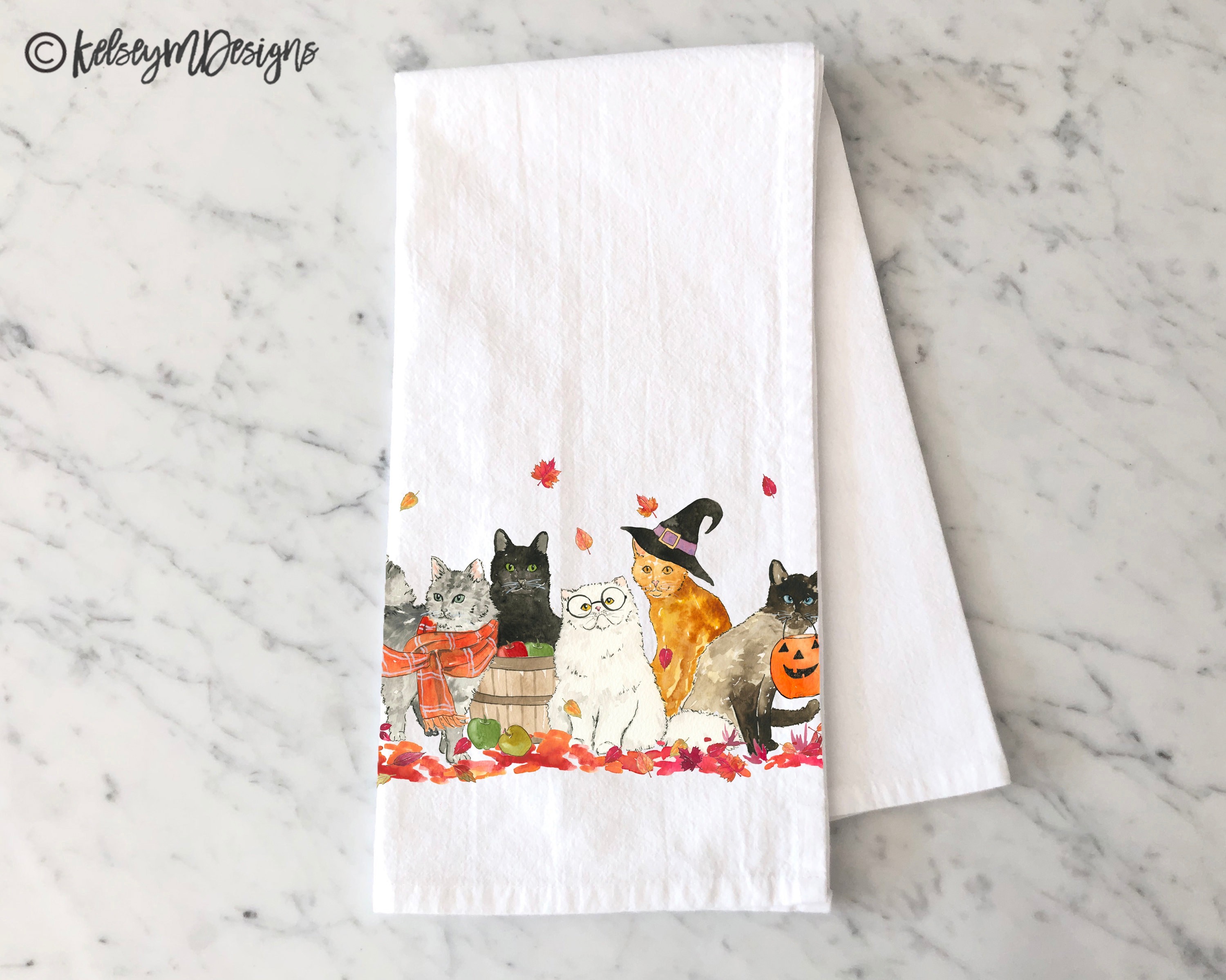 Halloween Kitchen Towels, Scouring Pad, Ghost Pumpkin Black Cat