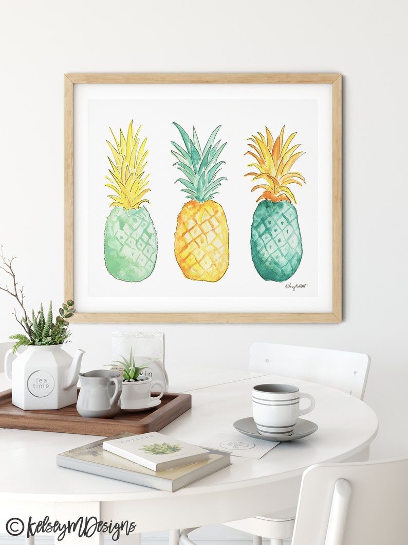 Pineapple Art Print Kitchen Wall Decor Pineapple Wall Art Etsy