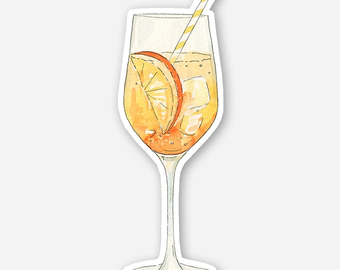 Aperol Spritz Sticker, Cocktail Sticker, Watercolor Aperol Spritz , Signature Drink Sticker, 1x3 Die Cut Sticker, Sticker for Tumbler