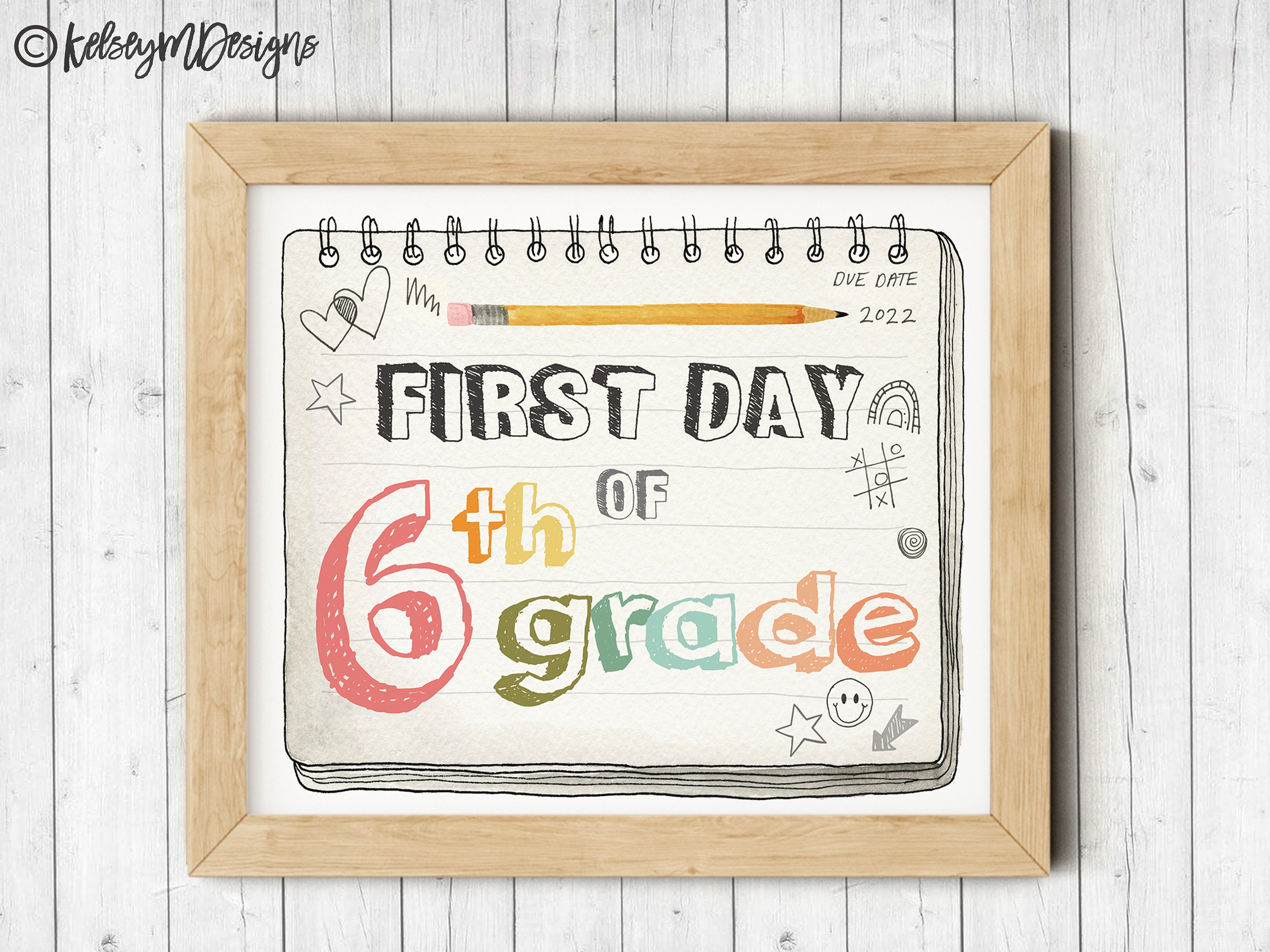 First Day of Sixth Grade Printable Sign, First Day of School Sign