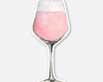 Rosé Wine Sticker, vino Sticker, Watercolor Wine Glass, Signature Drink Sticker, 1x3 Die Cut Sticker, Sticker for Tumbler