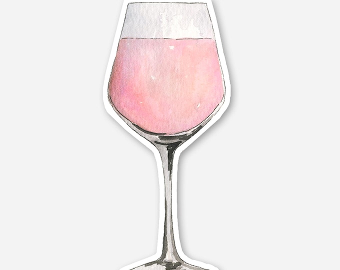 Rosé Wine Sticker, vino Sticker, Watercolor Wine Glass, Signature Drink Sticker, 1x3 Die Cut Sticker, Sticker for Tumbler