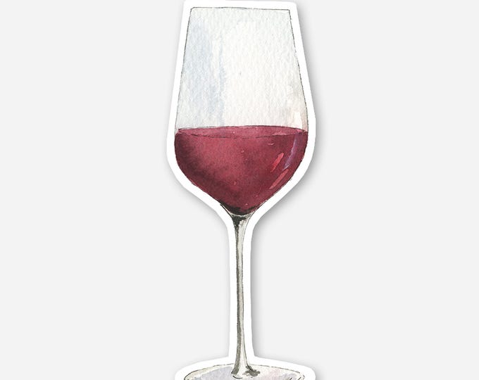 Red Wine Sticker, vino Sticker, Watercolor Wine Glass, Signature Drink Sticker, 1x3 Die Cut Sticker, Sticker for Tumbler