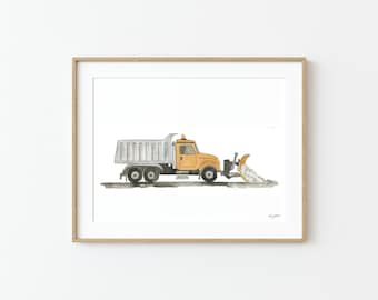 Snowplow Wall Art, Transportation Wall Art, Winter Truck Snowplow, Truck Nursery Decor, Toddler Construction Decor, Toddler Boy Truck Room