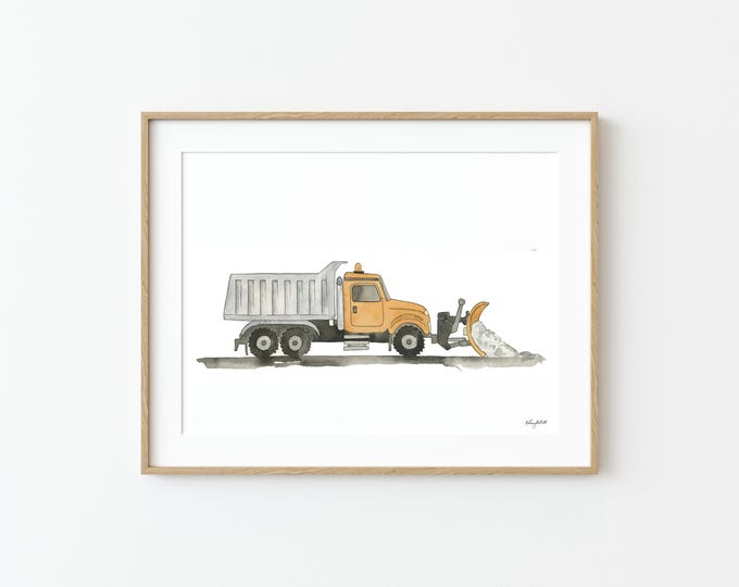 Snowplow Wall Art, Transportation Wall Art, Winter Truck Snowplow, Truck Nursery Decor, Toddler Construction Decor, Toddler Boy Truck Room