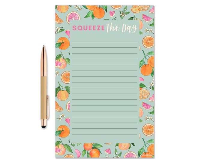 Squeeze The Day Notepad, Watercolor Notepad, Grapefruit and Oranges Notepad, Gift Idea, To Do list pad, Pun Notepad, Grocery List Notepad