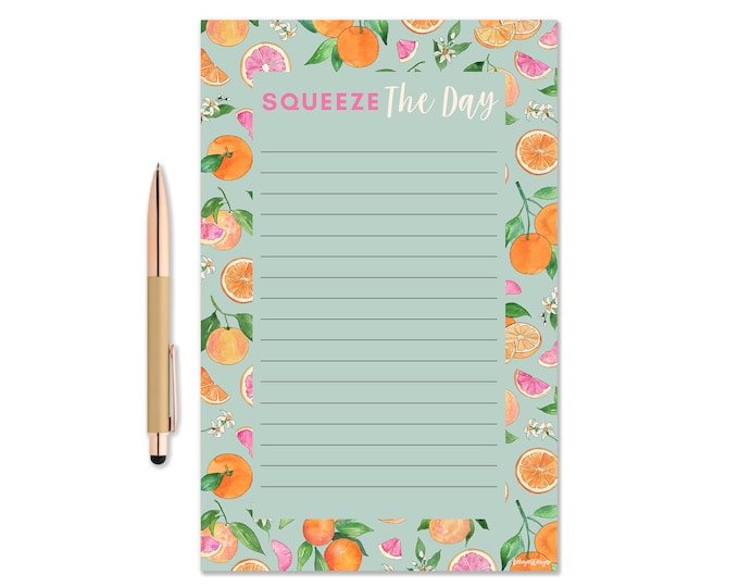 Squeeze The Day Notepad, Watercolor Notepad, Grapefruit and Oranges Notepad, Gift Idea, To Do list pad, Pun Notepad, Grocery List Notepad