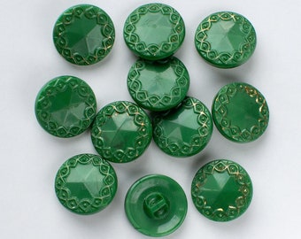 Set of 11 Vintage Malachite Glass Buttons, Moonglow Glass Buttons 18 mm