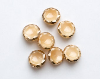 Set of 7 Vintage Moonglow Caramel Glass Buttons, Glass Buttons 14 mm