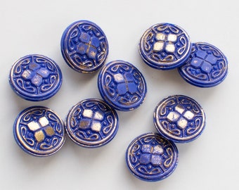 Set of 9 Vintage Opaque Cobalt Glass Buttons, Soviet USSR Glass Buttons 17 mm