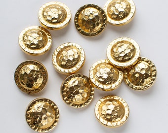Vintage Plastic Cardigan Buttons Set of 12, Golden Buttons 28 mm