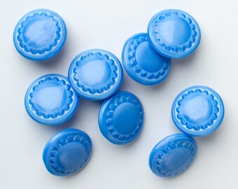 Vintage Moonglow Glass Buttons Set of 9, Czech Glass Buttons 17 mm