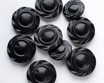 Vintage Large Plastic Coat Buttons Set of 9, Soviet Self Shanks Buttons 43 mm and 35 mm