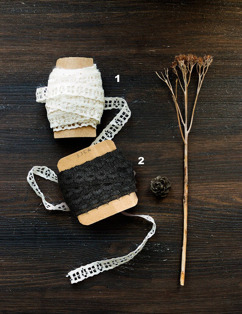 Vintage Sewing Lace Trim 70s USSR Cotton Ivory and Black Etsy