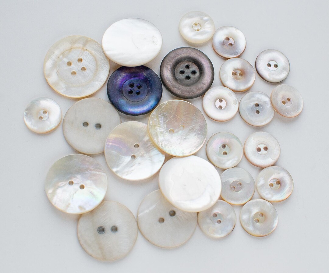 Pear Buttons Vintage Natural Mother of Pearl Buttons, Assorted Shabby Shell Buttons ...