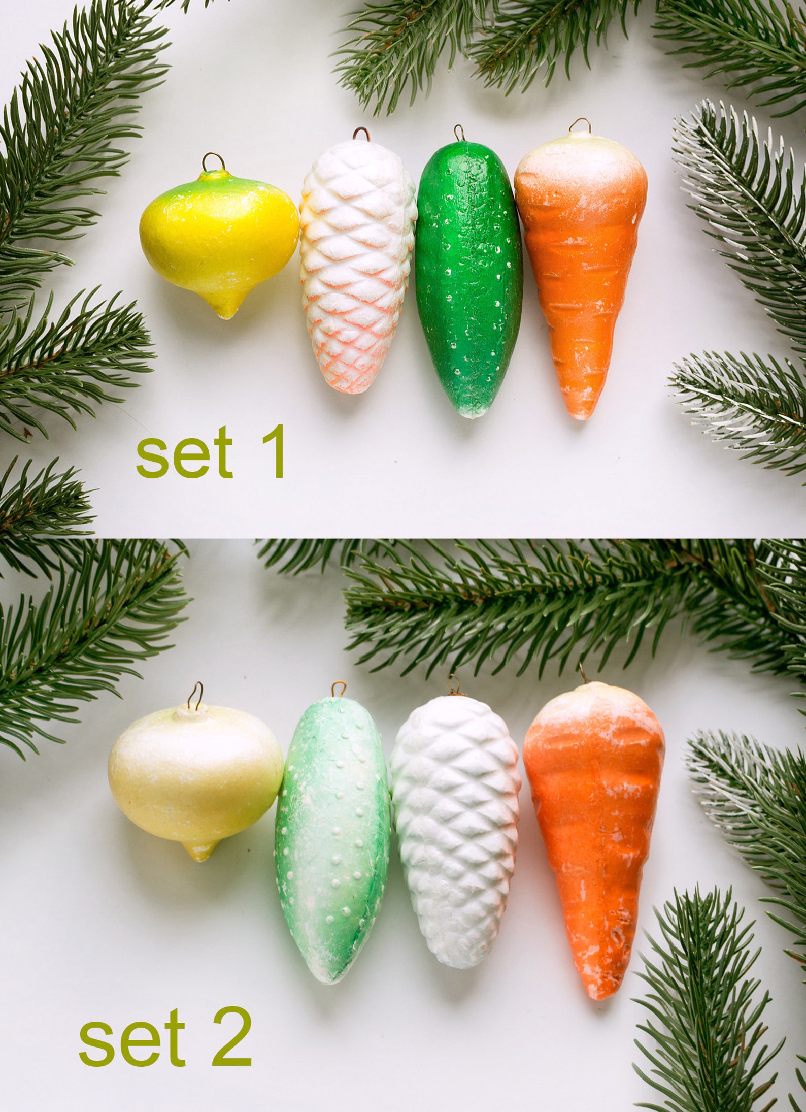 Vintage Vegetables Christmas Ornaments Set of 4 Soviet Etsy