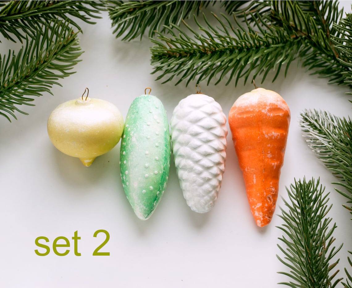 Vintage Vegetables Christmas Ornaments Set of 4 Soviet Etsy