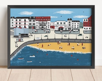 Margate cityscape print - margate illustration seaside sea front beach margate art sea view seaside illustration sea dreamland beach print