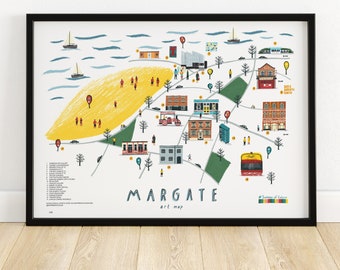 Margate art map print - margate illustration seaside beach margate art seaside illustration dreamland map illustration illustrated map