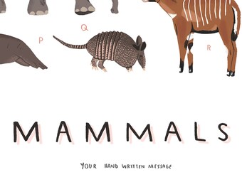 Illustrated Mammals Print - Natural History Nursery Art - Etsy