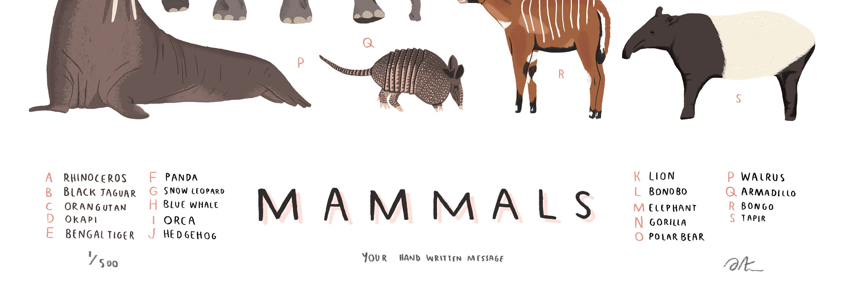 Illustrated Mammals Print - Natural History Nursery Art - Etsy UK