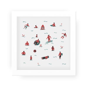 Swimmers illustrated summer print seaside beach bathroom sea coast swimming swimmers sea illustration sea art sea wall art swimming print image 2