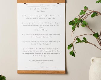 Personalized Wedding Vows Canvas | 11x17 Custom Vow Print with Wooden Hanger | Minimal Wedding Keepsake Art | Anniversary Gift