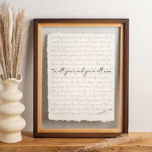 Arte personalizado con letras de canciones – Regalo de aniversario para el primer baile en papel de algodón